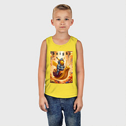 Майка детская хлопок Pikachu knight on a snail - ai art fantasy, цвет: желтый — фото 2
