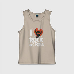 Майка детская хлопок Я люблю рок н ролл арт, цвет: миндальный