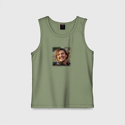 Майка детская хлопок Педро Паскаль мем из Невыносимая тяжесть огромного, цвет: авокадо