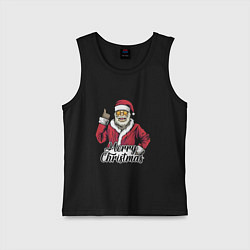 Майка детская хлопок Christmas Santa, цвет: черный