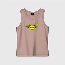 Майка детская хлопок Wonder woman logo, цвет: пыльно-розовый