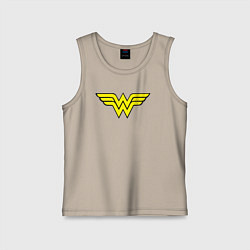 Майка детская хлопок Wonder woman logo, цвет: миндальный