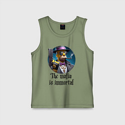 Майка детская хлопок Гомер Симпсон с пистолетом - мафия бессмертна, цвет: авокадо