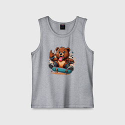 Майка детская хлопок Мишутка крутой скейтбордист - нейроарт, цвет: меланж