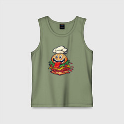 Майка детская хлопок Радостный гамбургер, цвет: авокадо