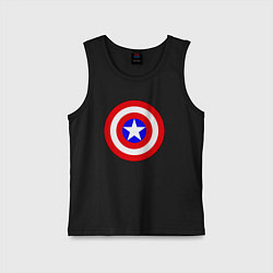 Майка детская хлопок Captain America logo, цвет: черный