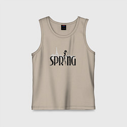 Майка детская хлопок Весна в Париже, цвет: миндальный