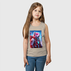 Майка детская хлопок Кибер мишка - киберпанк нейроарт, цвет: миндальный — фото 2