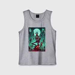 Майка детская хлопок Скелет Рика с двумя пистолетами и Морти, цвет: меланж