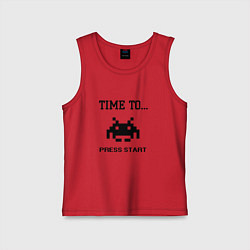 Майка детская хлопок Time to press start, цвет: красный