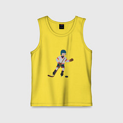 Майка детская хлопок Эмоциональный хоккеист, цвет: желтый