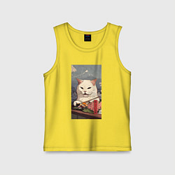 Майка детская хлопок Cat meme - japan style, цвет: желтый