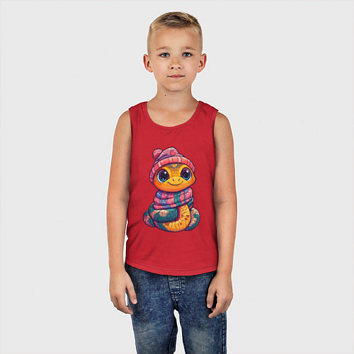 Детская майка Символ 2025 года - змейка / Красный – фото 5