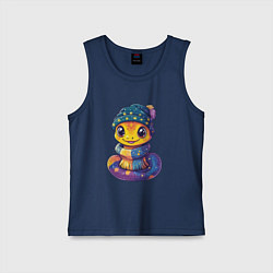 Майка детская хлопок Мультяшная змейка 2025, цвет: тёмно-синий