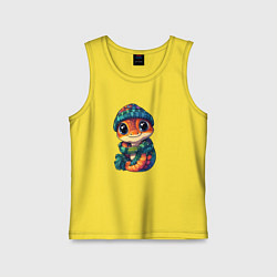 Майка детская хлопок Новогодняя змейка 2025 года, цвет: желтый