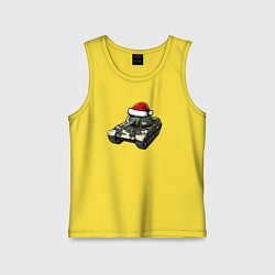 Майка детская хлопок Советский новогодний танк, цвет: желтый