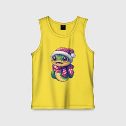 Майка детская хлопок Зеленая милая добрая змейка, цвет: желтый