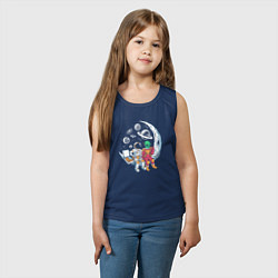 Майка детская хлопок Обед с пришельцем, цвет: тёмно-синий — фото 2