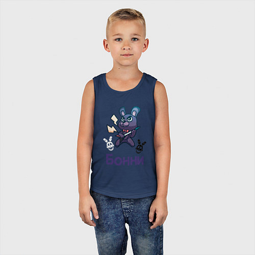 Детская майка Бонни, FNAF - Five nights at Freddys / Тёмно-синий – фото 5