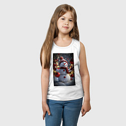 Майка детская хлопок Снеговик и новогодние шарики, цвет: белый — фото 2