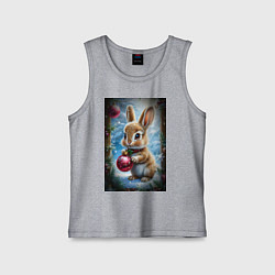 Майка детская хлопок Зайчик с новогодними шариками, цвет: меланж