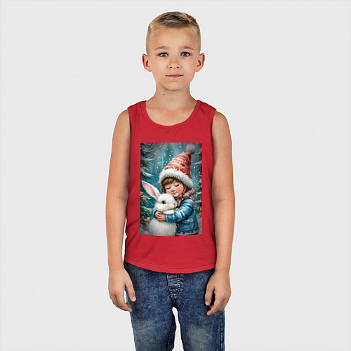 Детская майка Зайчик с ребенком / Красный – фото 5