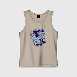 Майка детская хлопок Космические киты, цвет: миндальный