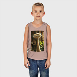 Майка детская хлопок Кот с длинной шеей, цвет: пыльно-розовый — фото 2