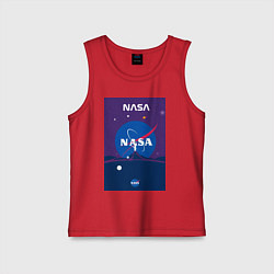 Майка детская хлопок NASA фиолетовый плакат, цвет: красный