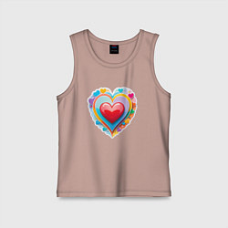 Майка детская хлопок Сердце с маленькими сердечками, цвет: пыльно-розовый