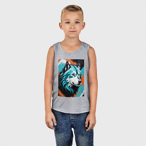 Детская майка Серо-голубой волк / Меланж – фото 5