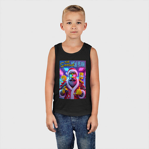 Детская майка Simpsons new year - ai art fantasy / Черный – фото 5
