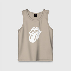 Майка детская хлопок Rolling Stones - white logo, цвет: миндальный