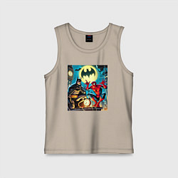 Майка детская хлопок Batman with Spider-man - ai art fantasy, цвет: миндальный