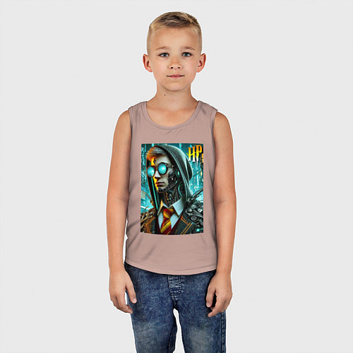 Детская майка Cyber Harry Potter - ai art fantasy / Пыльно-розовый – фото 5