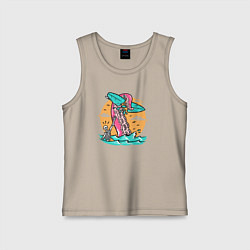 Майка детская хлопок Экстремальный серфингист, цвет: миндальный