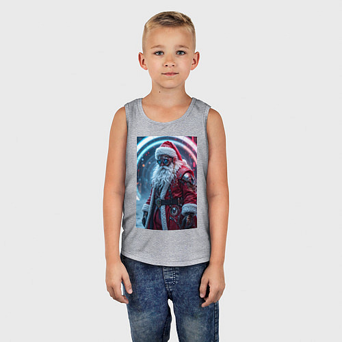 Детская майка Дед мороз киберпанк / Меланж – фото 5