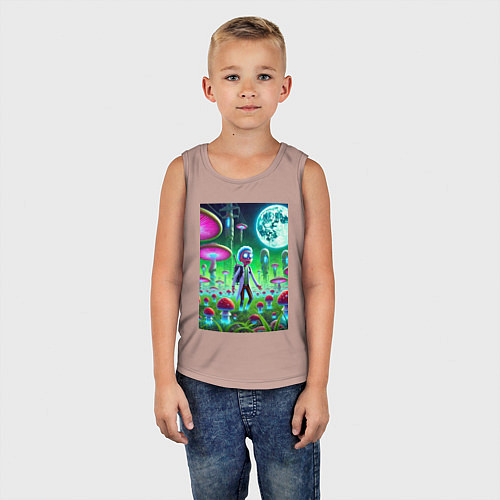 Детская майка Морти потерял Рика на мухоморной планете / Пыльно-розовый – фото 5