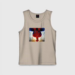 Майка детская хлопок Новый человек паук, цвет: миндальный