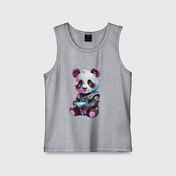 Майка детская хлопок Funny panda - cyberpunk fantasy, цвет: меланж