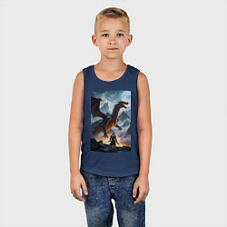 Майка детская хлопок Сражение с драконом, цвет: тёмно-синий — фото 2