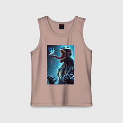 Майка детская хлопок Веном под проливным дождём - нейроарт фантазия, цвет: пыльно-розовый