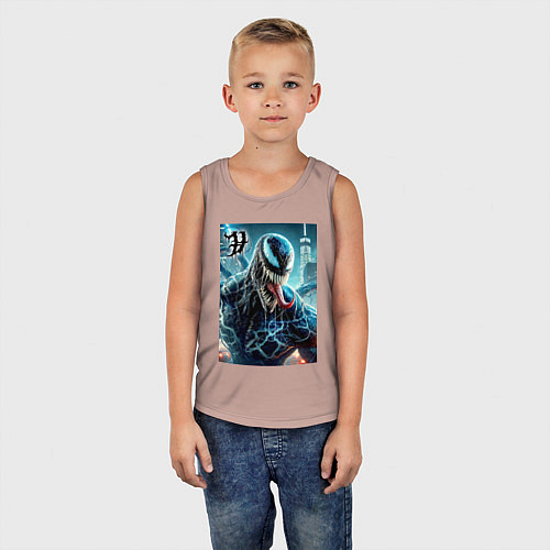 Детская майка Venom in New York city - ai art fantasy / Пыльно-розовый – фото 5