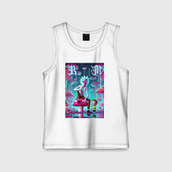 Майка детская хлопок Rick and Morty under the mushrooms, цвет: белый