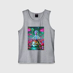 Майка детская хлопок Рик на космическом мотоцикле - нейроарт, цвет: меланж