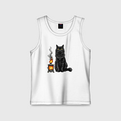 Майка детская хлопок Кот с печкой, цвет: белый