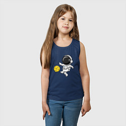 Майка детская хлопок Космонавт футболист, цвет: тёмно-синий — фото 2