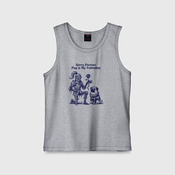 Майка детская хлопок Мопс Валентин и рыцарь, цвет: меланж