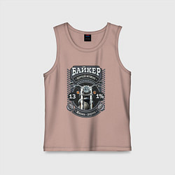 Майка детская хлопок Мотоцикл крупно: подарок для байкера, цвет: пыльно-розовый