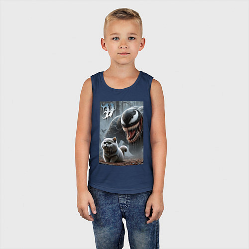 Детская майка Venom wants to move into a purebred cat / Тёмно-синий – фото 5